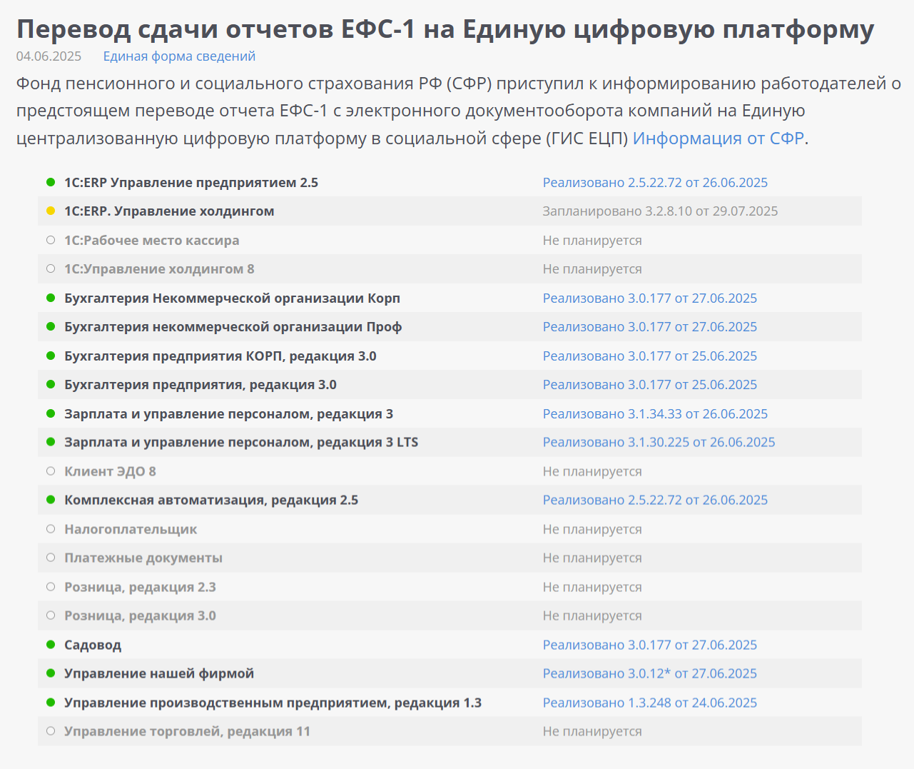 Перевод сдачи отчетов ЕФС-1 на ЕЦП в 1С