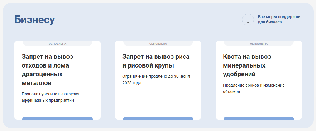 Меры поддержки для бизнеса от Правительства РФ